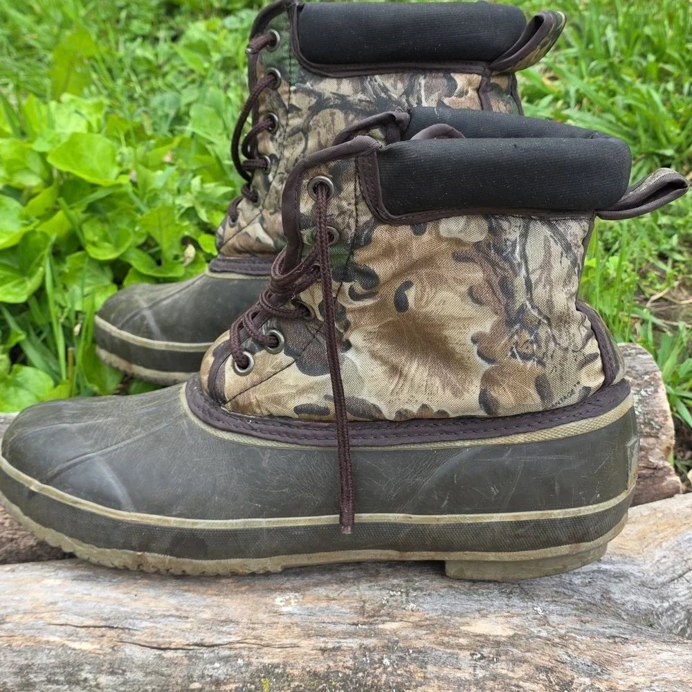 Vintage Canvas Camo Duck Boots‎ Lace Up Men's Size 13 (Fit On The Small Side)